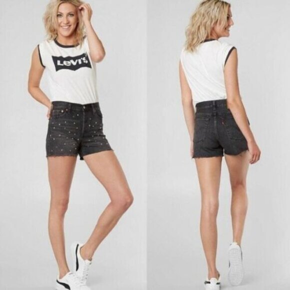 Levi’s High Rise Crystal and studs Wedgie shorts - Picture 3 of 5
